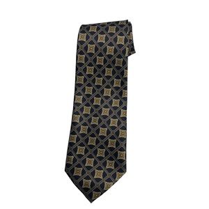 Rene Chagal Black and Gold Print Tie